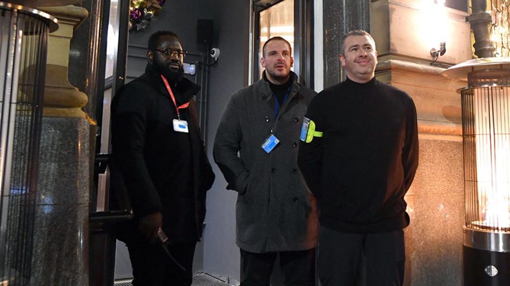 Capricorn Security door supervision staff on duty in Manchester. Door supervisor.