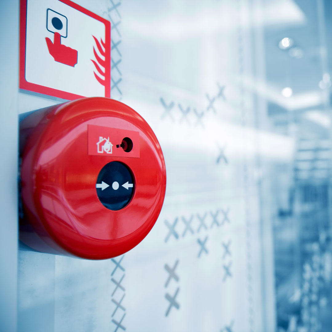 Close up of a Capricorn Installations fire alarm
